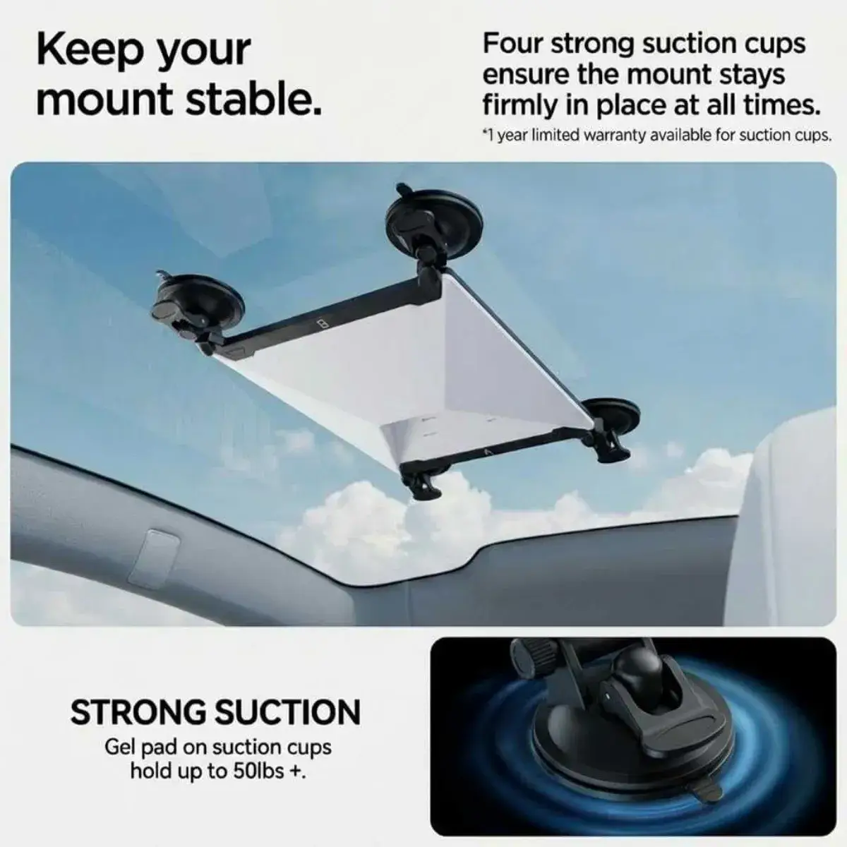 Dual heavy suction cups detail shot